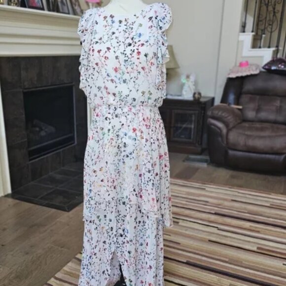 Monique Lhuillier floral romantic fairy  dress gown 10 - Picture 10 of 14